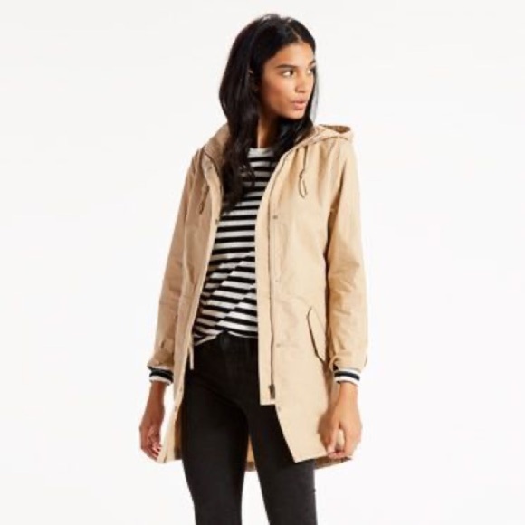 Levi's Jackets & Blazers - Levi's Women's Cotton Hooded Utility Jacket Lightweight Sz S Khaki Beige